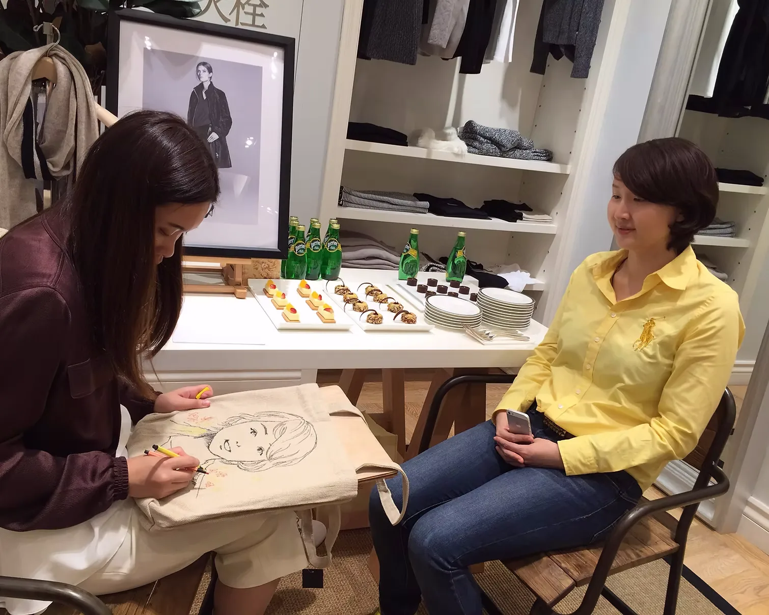 On-site portrait drawing
