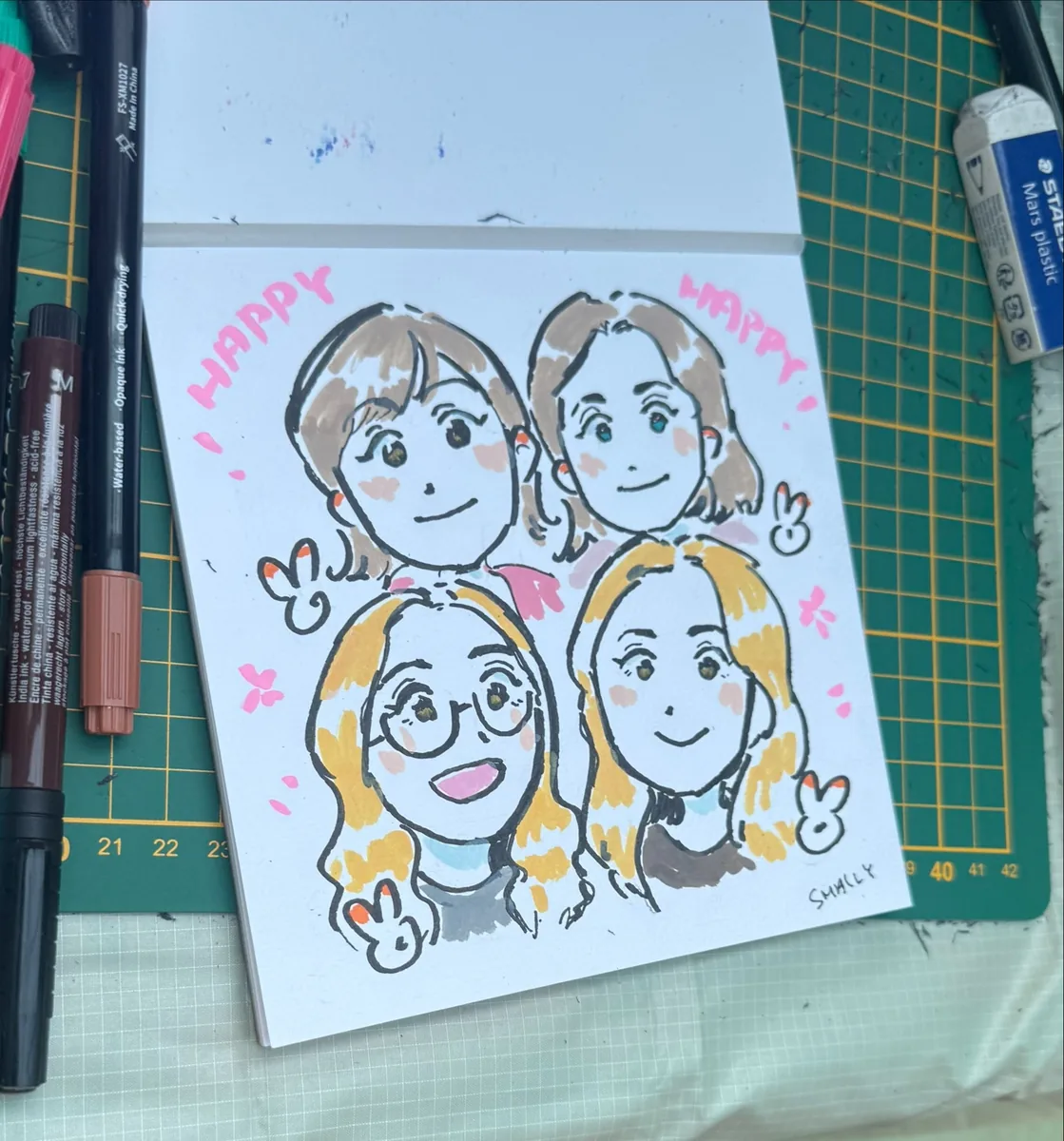 Example hand-drawn portrait by Tina Leung