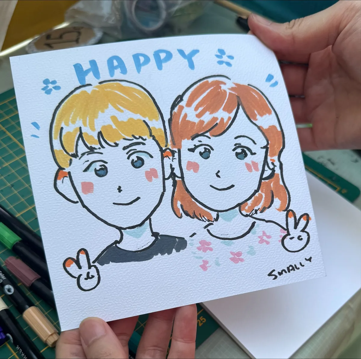 Example hand-drawn portrait by Tina Leung