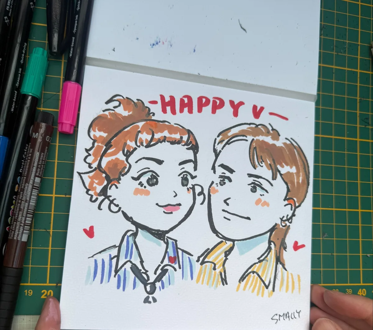 Example hand-drawn portrait by Tina Leung